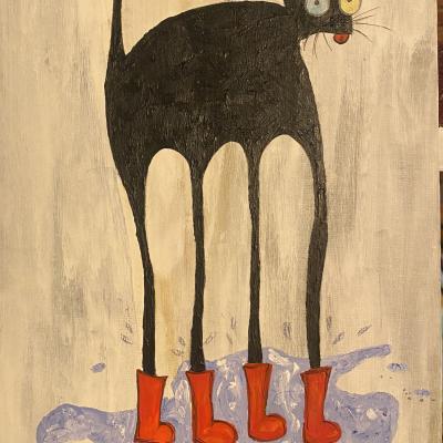 Katze Beim Regenspaziergang